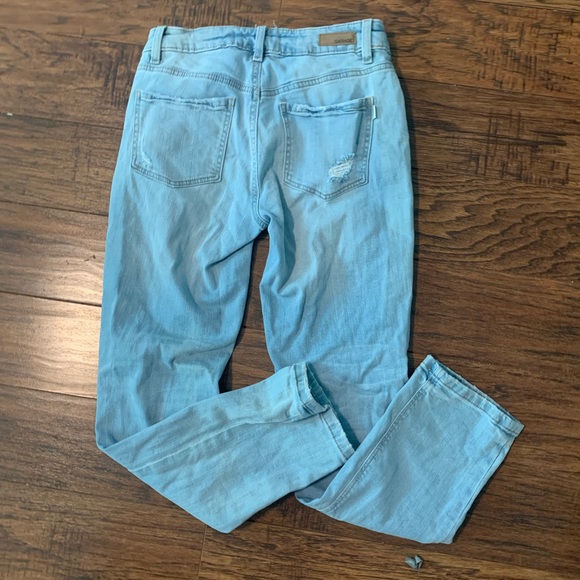 Ripped garage light wash girlfriend jeans. - Picture 7 of 8